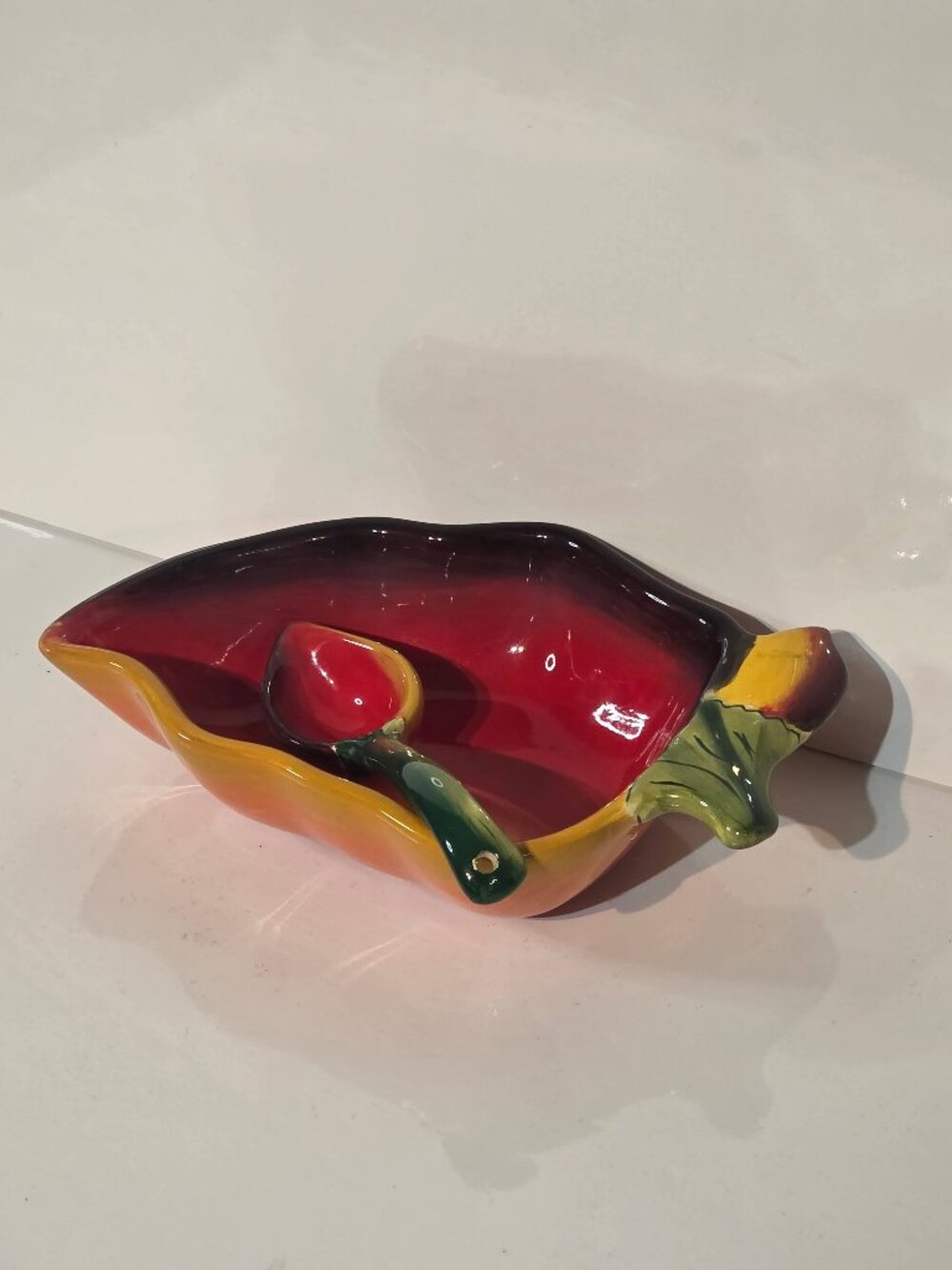 Clay Art Pepper Serving Dish with Spoon